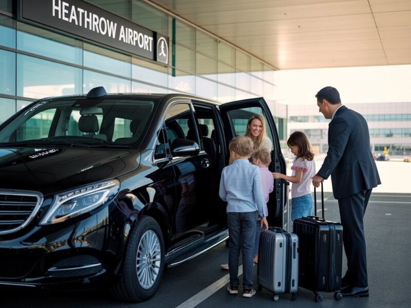 Group airport transfer minibus at Gatwick Airport, UK.